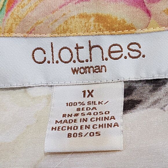 Vintage Womens Tropical Floral Silk Blouse Top Shirt Summer Fun Festive‎ 1X NEW - Picture 2 of 10